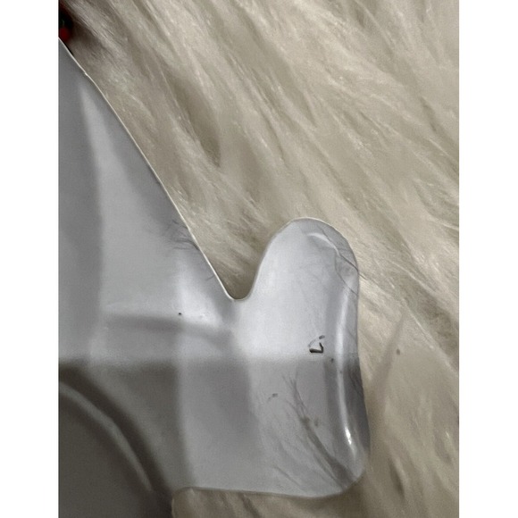 Vintage Dept 56 Flat Metal White Teddy Bear w/ Red Bell Christmas Ornament 4"x3" - Picture 8 of 9